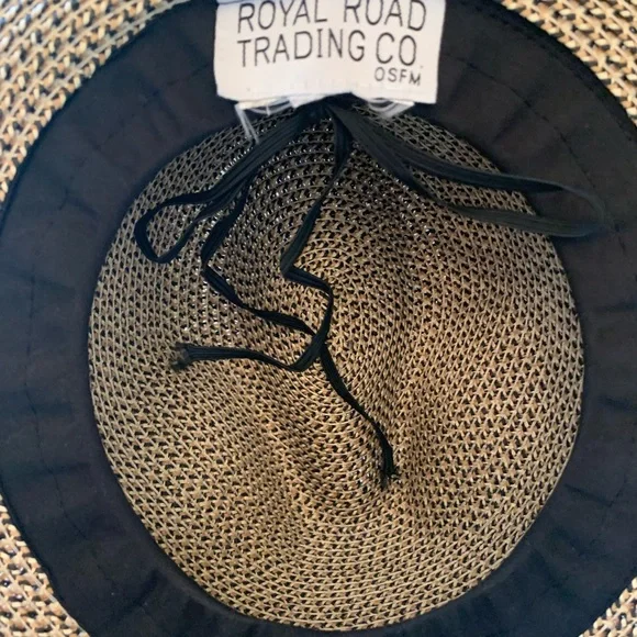 NWT COOL FASHION Brand Brown and tan adjustable hat w turquoise multi stone band - Picture 7 of 11